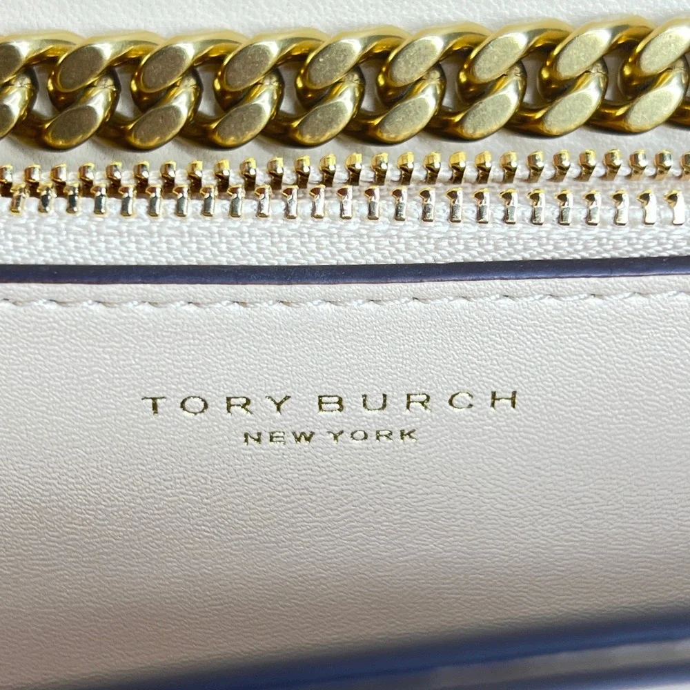 Tory Burch Eleanor Small Convertible Shoulder Bag Cream Ivory Gold Chain Logo - Picture 2 of 12